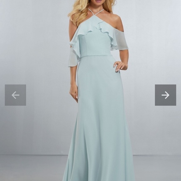 Mori Lee style 21551 Size 6 Emerald green maxi chiffon bridesmaid party formal - Picture 8 of 9